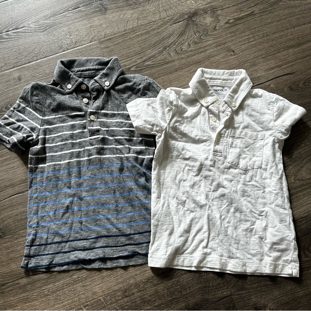 GAP Kids Gray and Blue Striped Tee